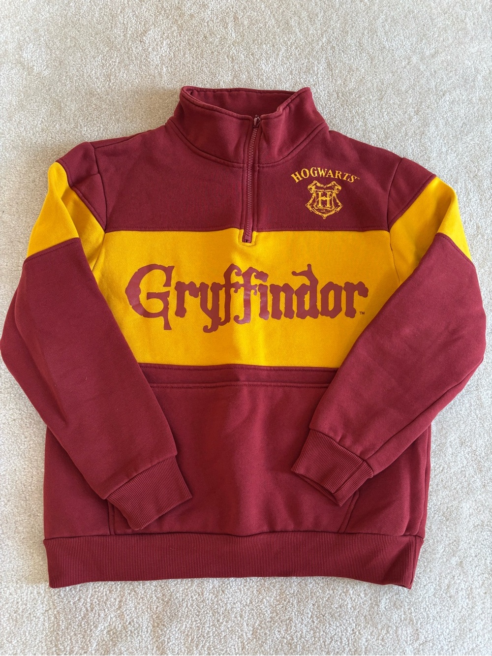 Harry Potter Gryffindor Half-Zip Pullover - Burgundy & Gold